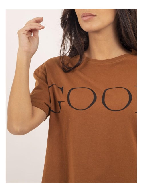 T-shirt girocollo cotone con scritta FROM - Kiabi