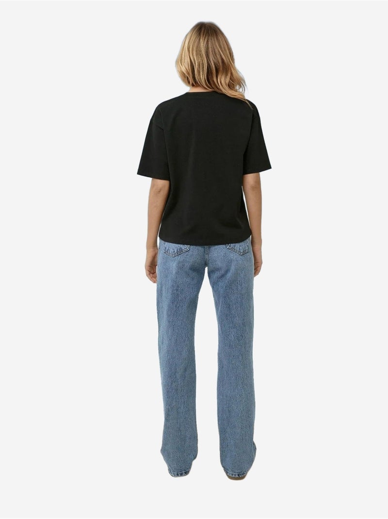 T-shirt girocollo in cotone basic hiccup Nero - Kiabi
