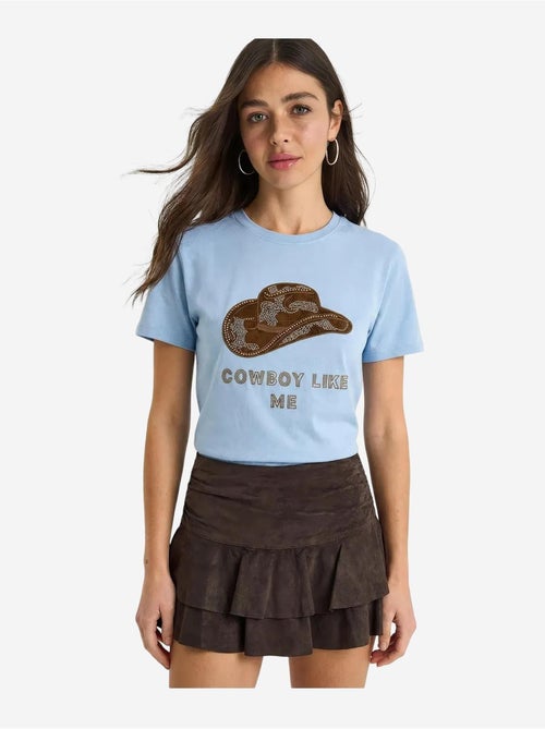 T-shirt girocollo in cotone con ricamo lucci - Kiabi T-shirt girocollo in cotone con ricamo lucci - Kiabi