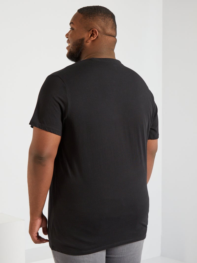 T-shirt girocollo in cotone da uomo nero - Kiabi