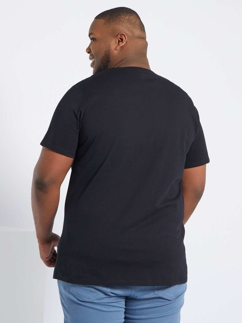T-shirt girocollo in cotone da uomo nero - Kiabi