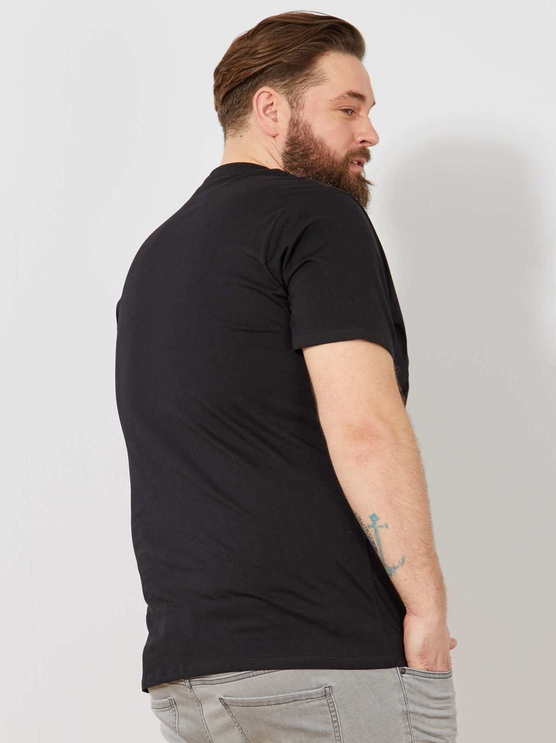 T-shirt girocollo in cotone da uomo nero - Kiabi