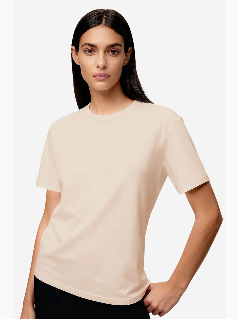 T-shirt girocollo in cotone ed elastan da donna tommy Bianco - Kiabi