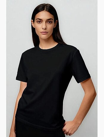 T-shirt girocollo in cotone ed elastan da donna tommy