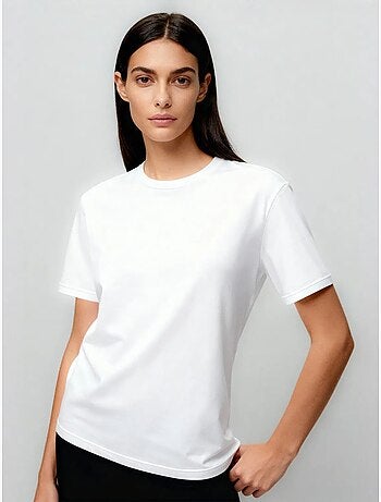 T-shirt girocollo in cotone ed elastan da donna tommy