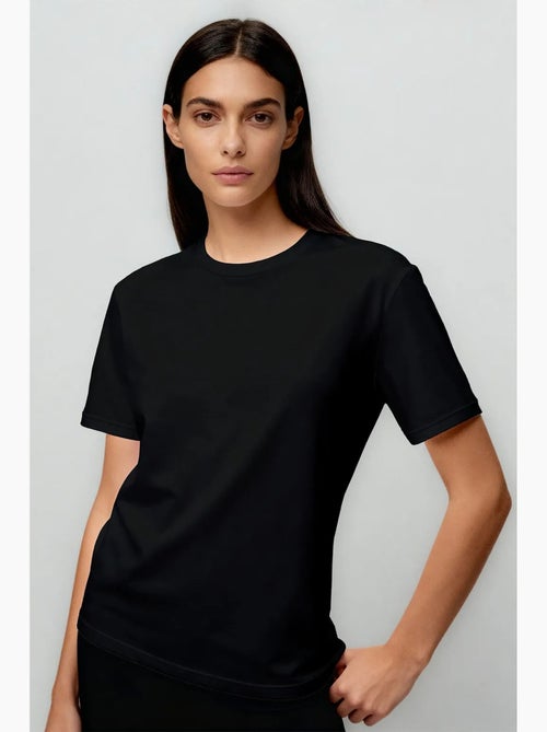 T-shirt girocollo in cotone ed elastan da donna tommy - Kiabi