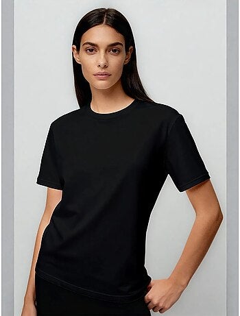 T-shirt girocollo in cotone ed elastan da donna tommy