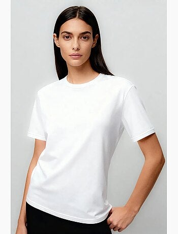 T-shirt girocollo in cotone ed elastan da donna tommy