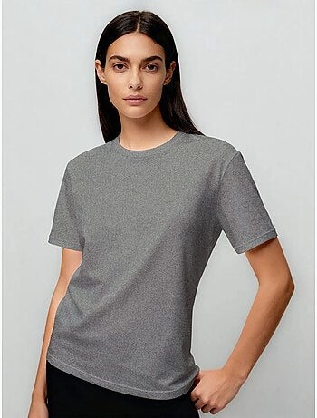 T-shirt girocollo in cotone ed elastan da donna tommy