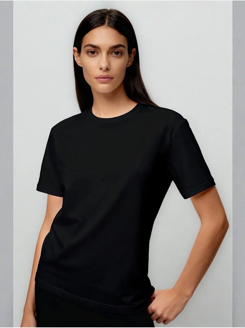 T-shirt girocollo in cotone ed elastan da donna tommy Grigio medio - Kiabi
