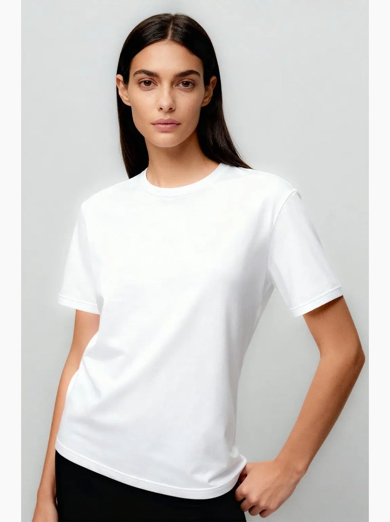 T-shirt girocollo in cotone ed elastan da donna tommy Grigio medio - Kiabi