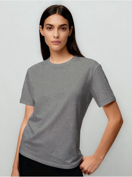 T-shirt girocollo in cotone ed elastan da donna tommy - Kiabi