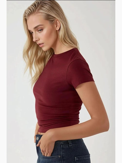 T-shirt girocollo in cotone morbido al tatto e vestibilità slim hiccup - Kiabi