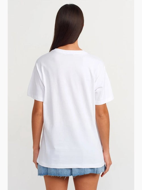 T-shirt girocollo in cotone stampata da donna dilvin - Kiabi T-shirt girocollo in cotone stampata da donna dilvin - Kiabi