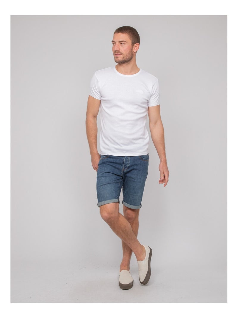 T-shirt girocollo in cotone WARLOF Bianco - Kiabi