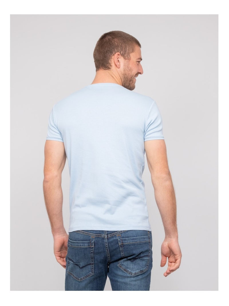 T-shirt girocollo in cotone WARLOF Blu cielo - Kiabi