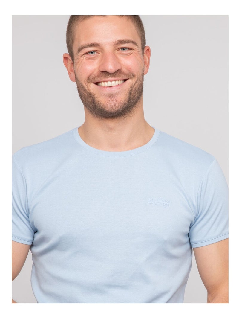 T-shirt girocollo in cotone WARLOF Blu cielo - Kiabi