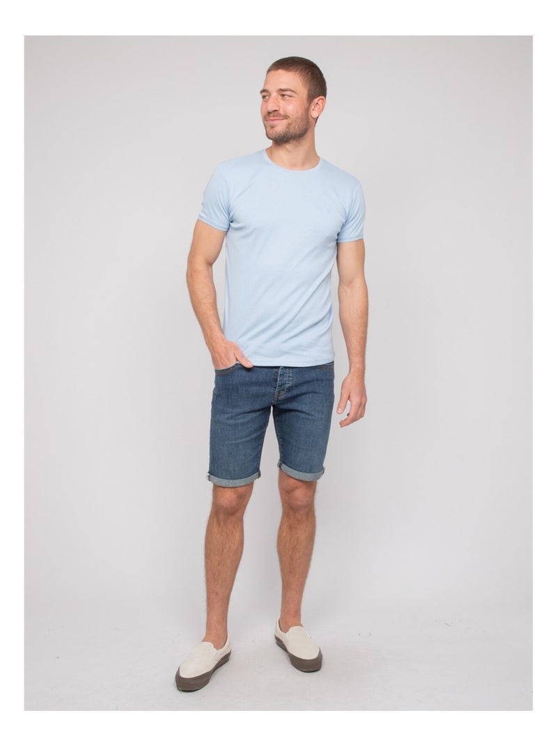 T-shirt girocollo in cotone WARLOF Blu cielo - Kiabi