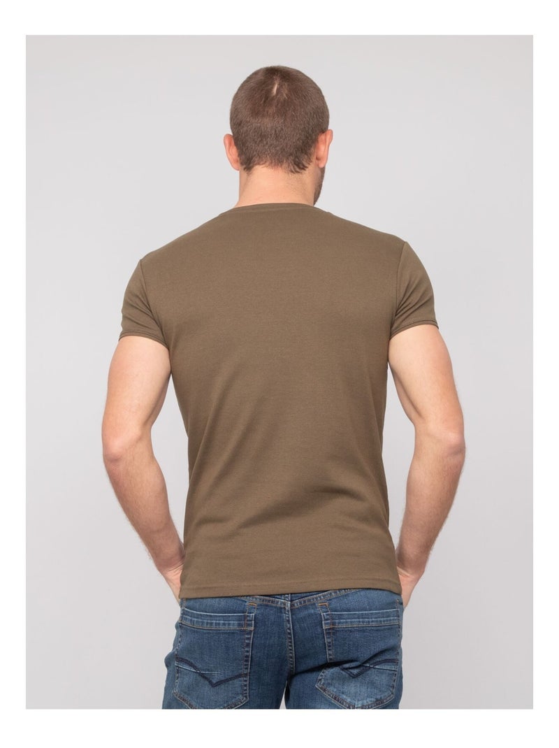 T-shirt girocollo in cotone WARLOF Cachi - Kiabi