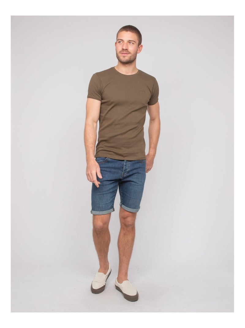 T-shirt girocollo in cotone WARLOF Cachi - Kiabi