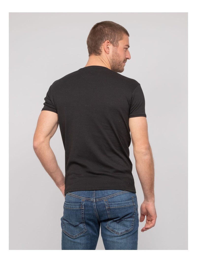 T-shirt girocollo in cotone WARLOF Nero - Kiabi