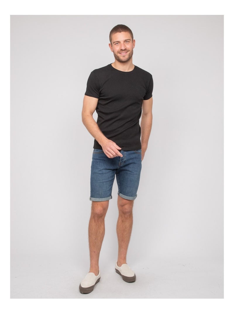 T-shirt girocollo in cotone WARLOF Nero - Kiabi