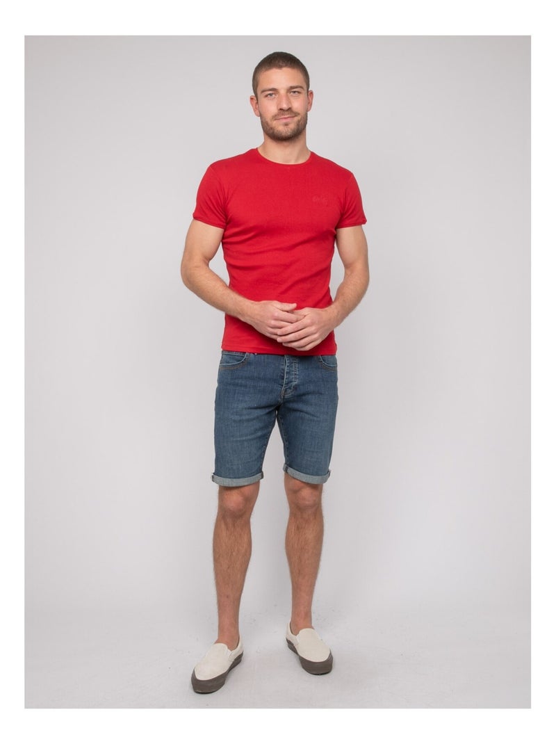 T-shirt girocollo in cotone WARLOF Rosso - Kiabi