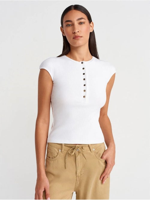 T-shirt girocollo in jersey di cotone aderente dilvin - Kiabi