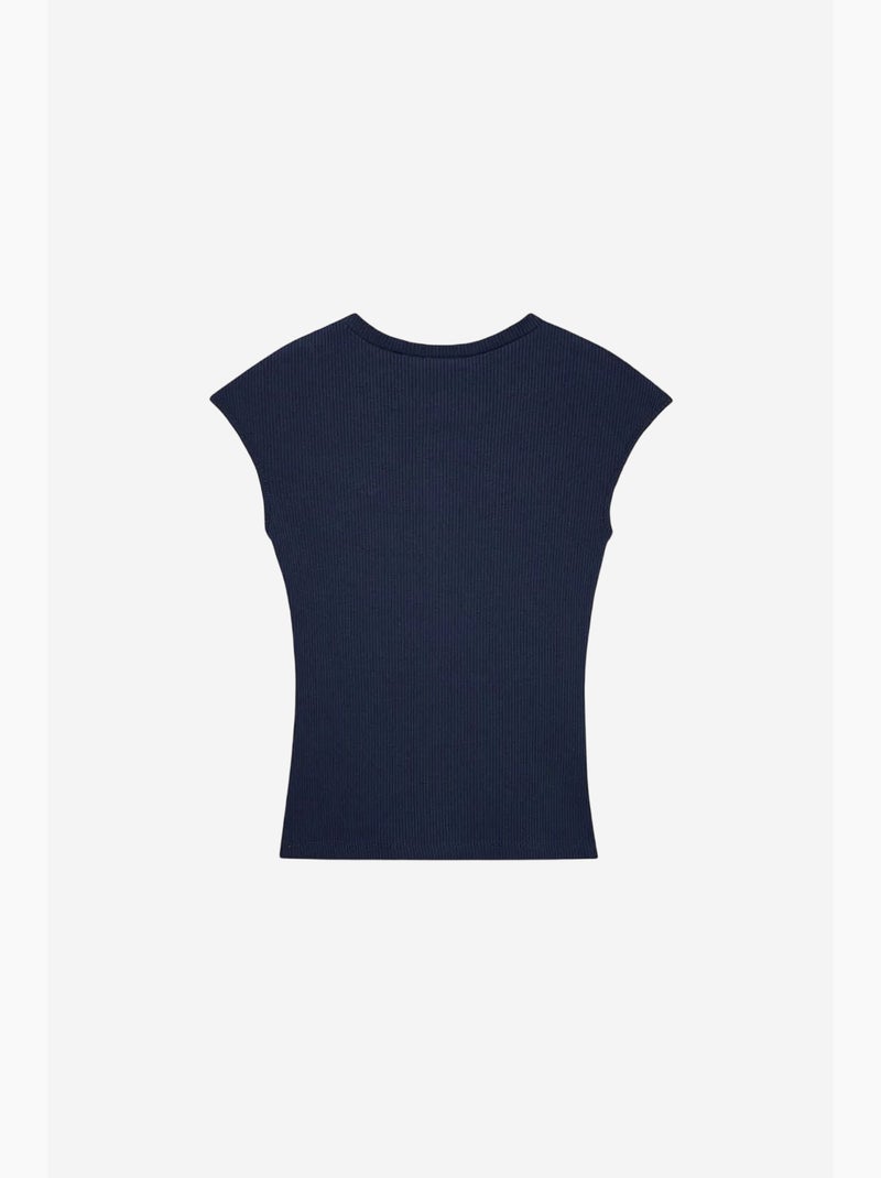 T-shirt girocollo in jersey di cotone aderente dilvin Blu marino - Kiabi