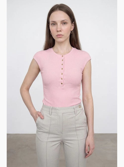 T-shirt girocollo in jersey di cotone aderente dilvin - Kiabi