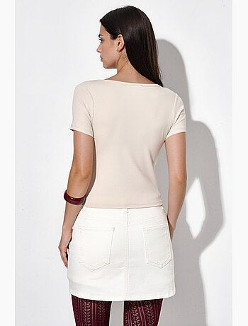 T-shirt girocollo in maglia manica corta con bottoni busem