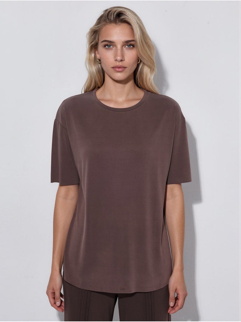 T-shirt girocollo loose fit busem Marrone cioccolato - Kiabi