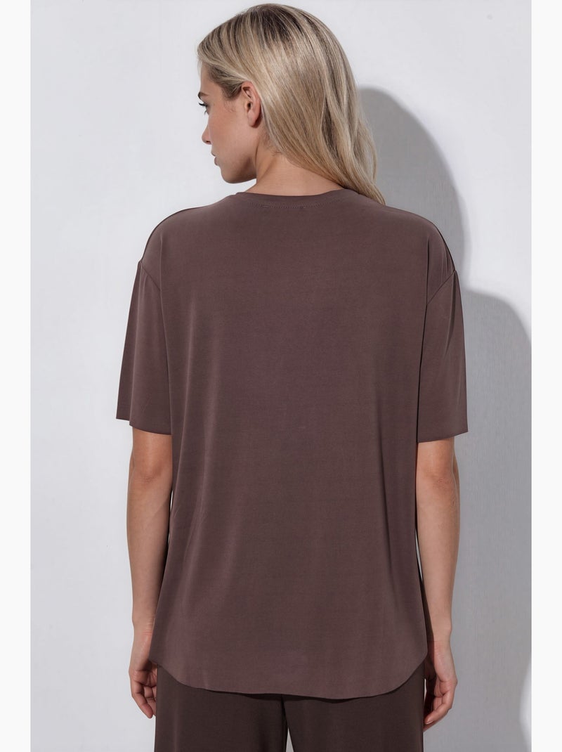 T-shirt girocollo loose fit busem Marrone cioccolato - Kiabi