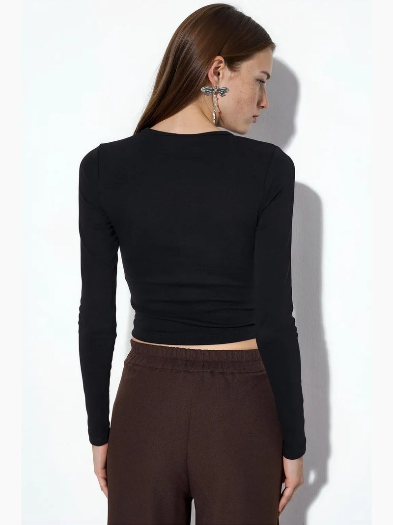 T-shirt girocollo manica lunga busem Nero - Kiabi