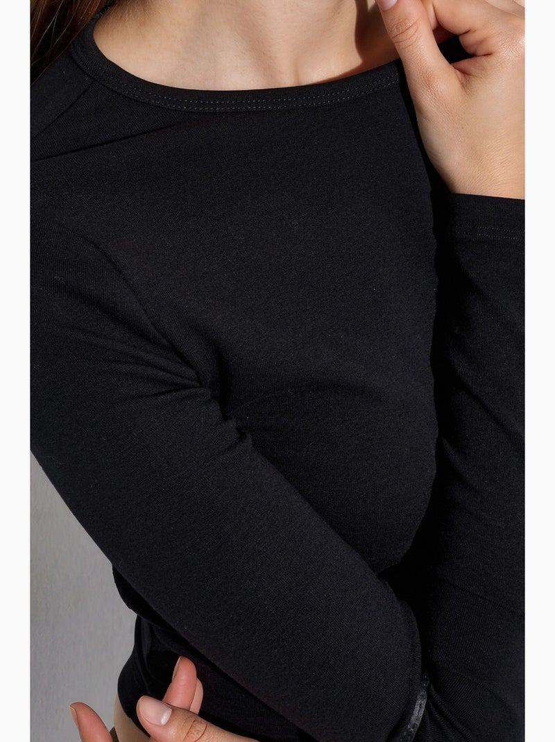 T-shirt girocollo manica lunga busem Nero - Kiabi