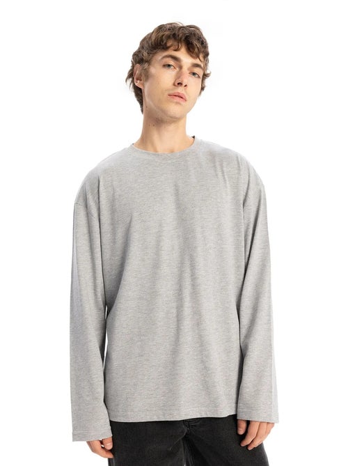 T-shirt girocollo maniche lunghe cotone giesto - Kiabi