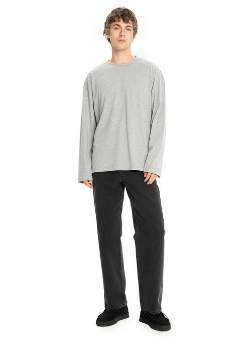 T-shirt girocollo maniche lunghe cotone giesto - Kiabi