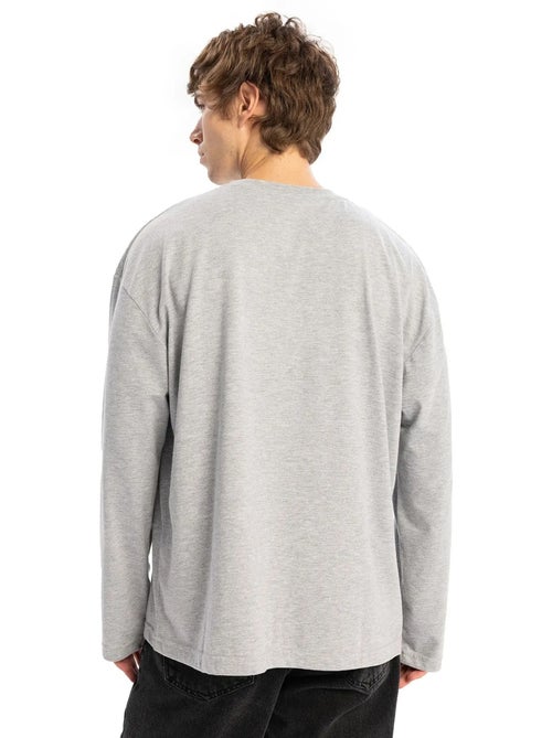 T-shirt girocollo maniche lunghe cotone giesto - Kiabi