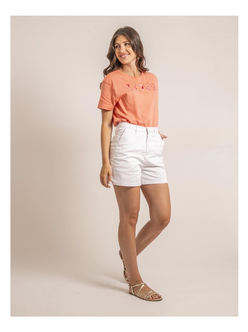 T-shirt girocollo message FAKO Ecru - Kiabi