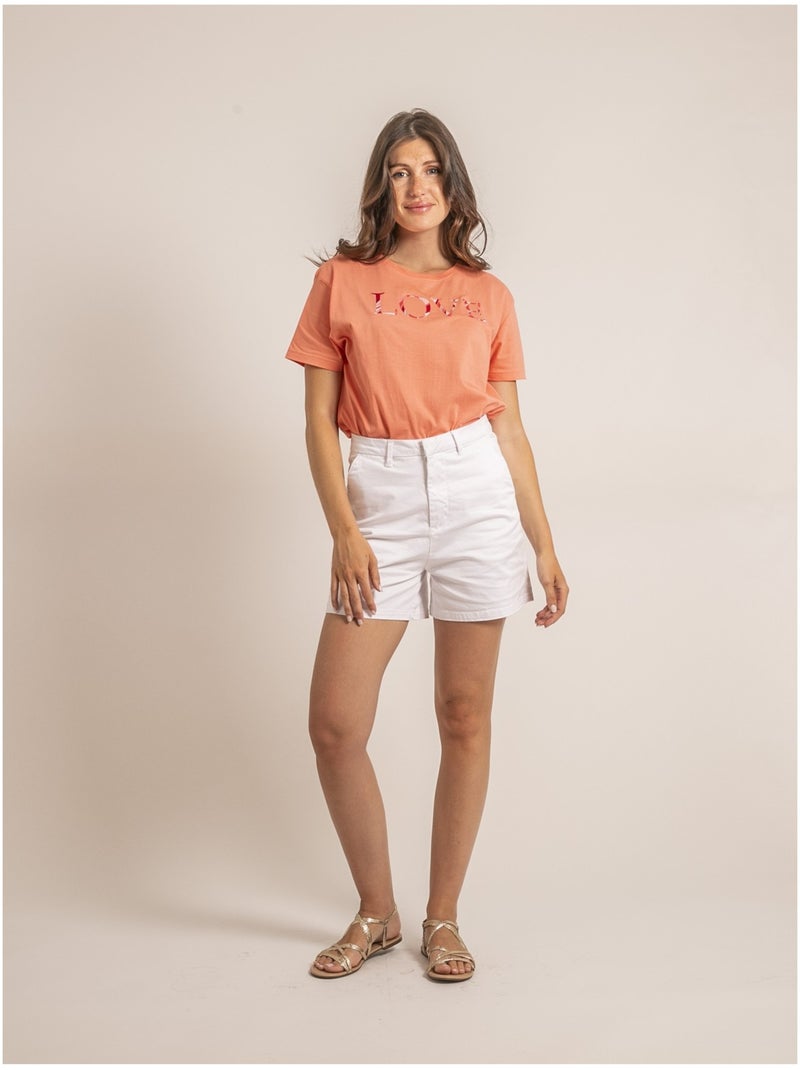 T-shirt girocollo message FAKO Ecru - Kiabi