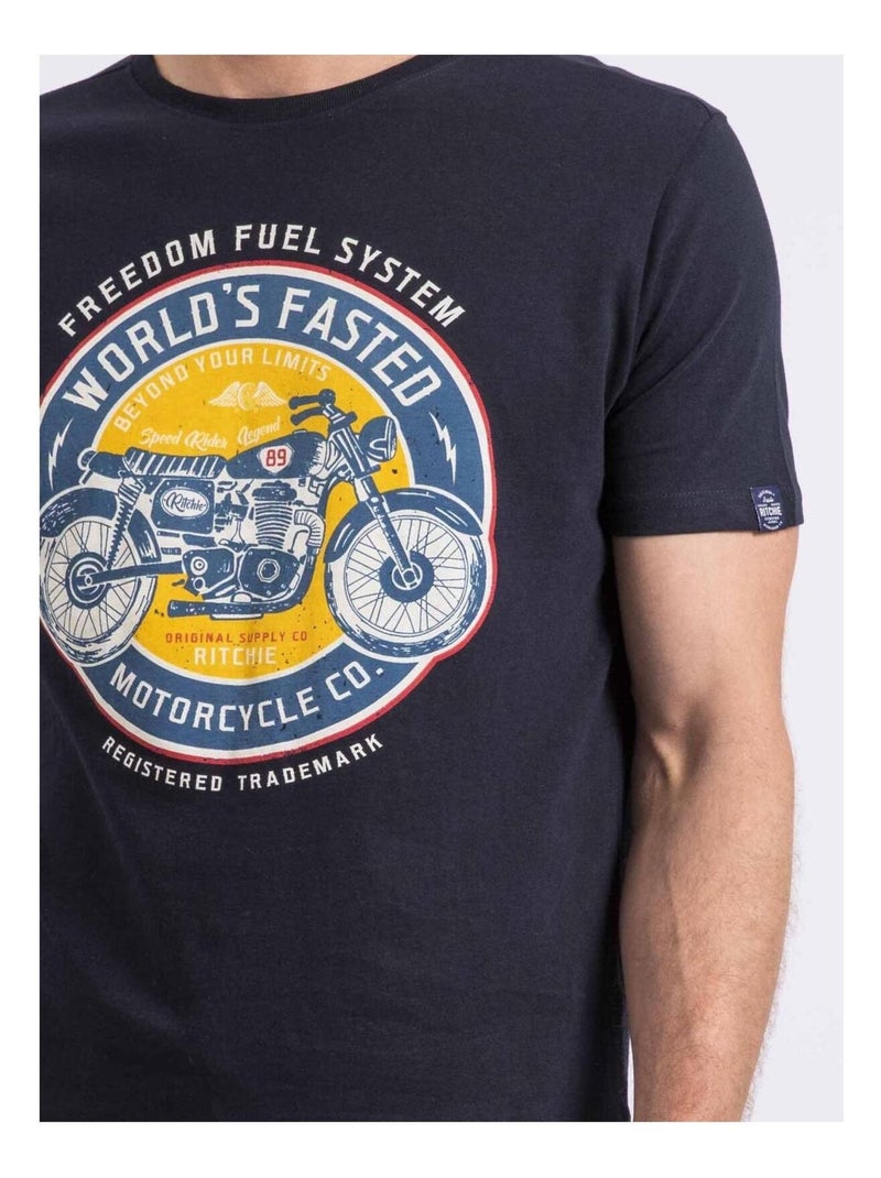 T-shirt girocollo NOUCAS Blu marino - Kiabi