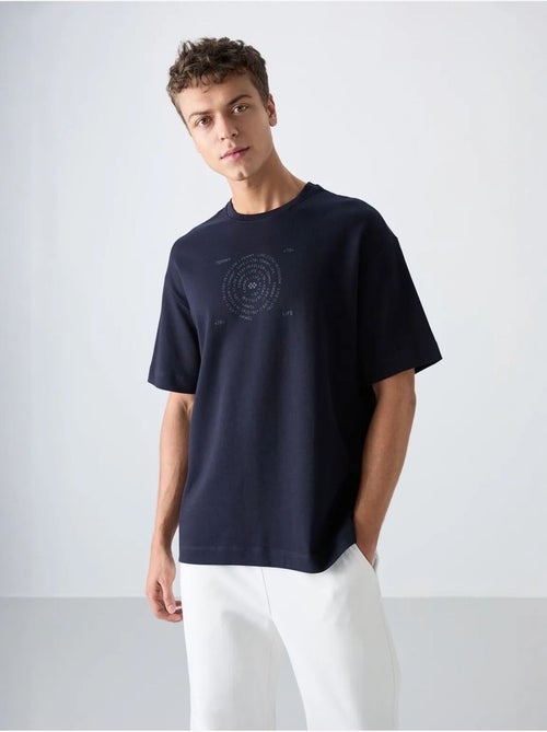 T-shirt girocollo oversize in misto cotone tommy - Kiabi T-shirt girocollo oversize in misto cotone tommy - Kiabi