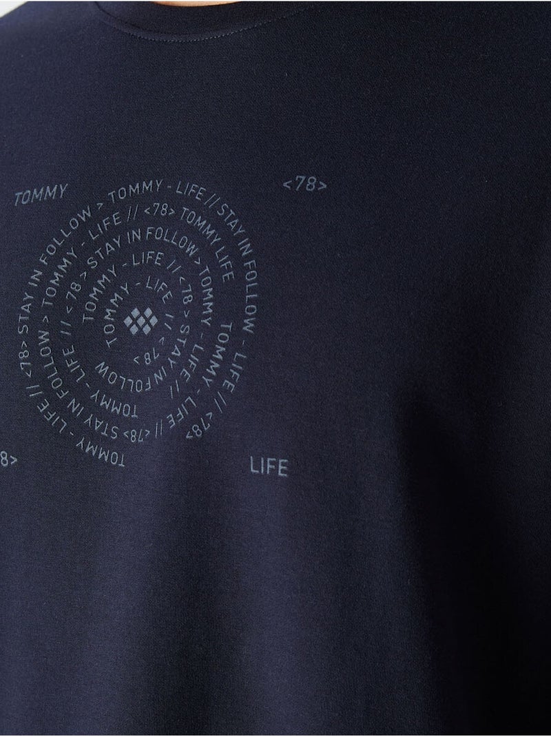 T-shirt girocollo oversize in misto cotone tommy Blu marino - Kiabi