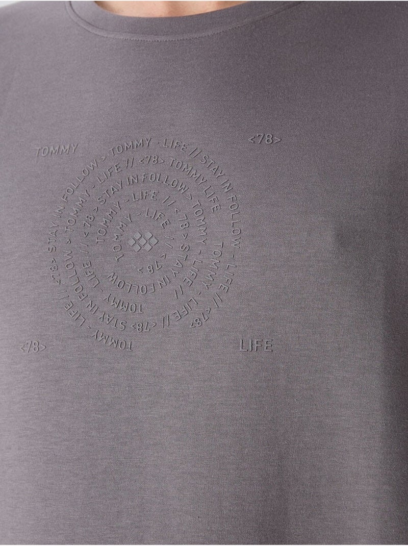 T-shirt girocollo oversize in misto cotone tommy Grigio nero - Kiabi