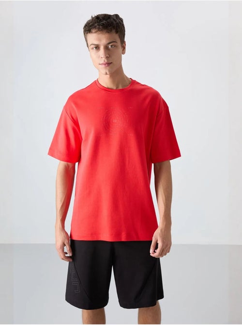 T-shirt girocollo oversize in misto cotone tommy - Kiabi T-shirt girocollo oversize in misto cotone tommy - Kiabi