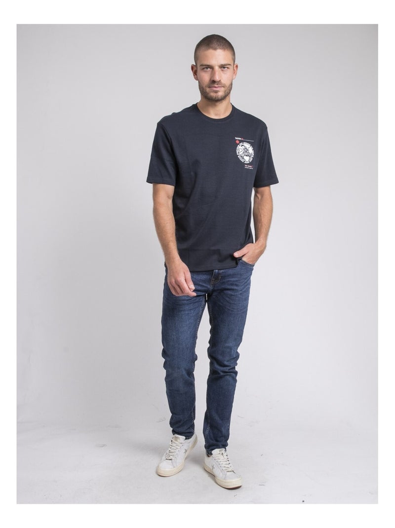 T-shirt girocollo oversize pur coton JOHART Blu marino - Kiabi