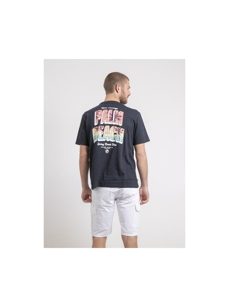 T-shirt girocollo oversize puro cotone NAHAMAS Blu marino - Kiabi