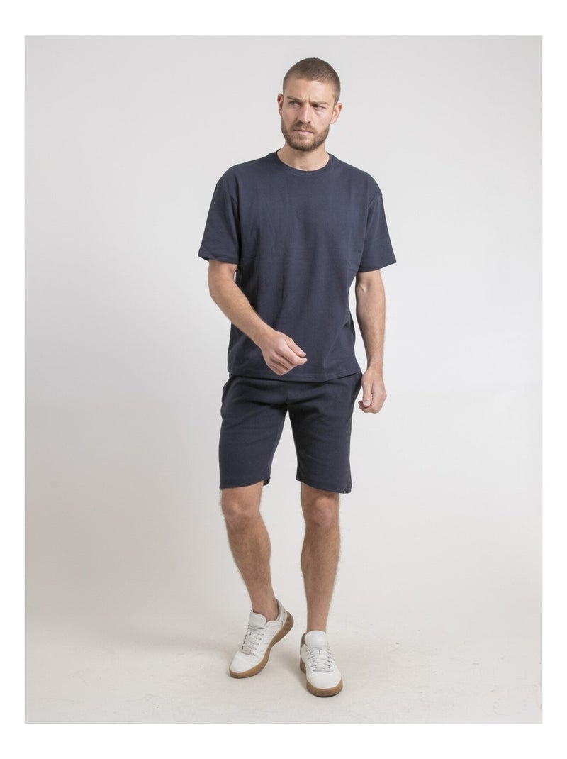T-shirt girocollo oversize puro cotone NOBUKA Blu marino - Kiabi