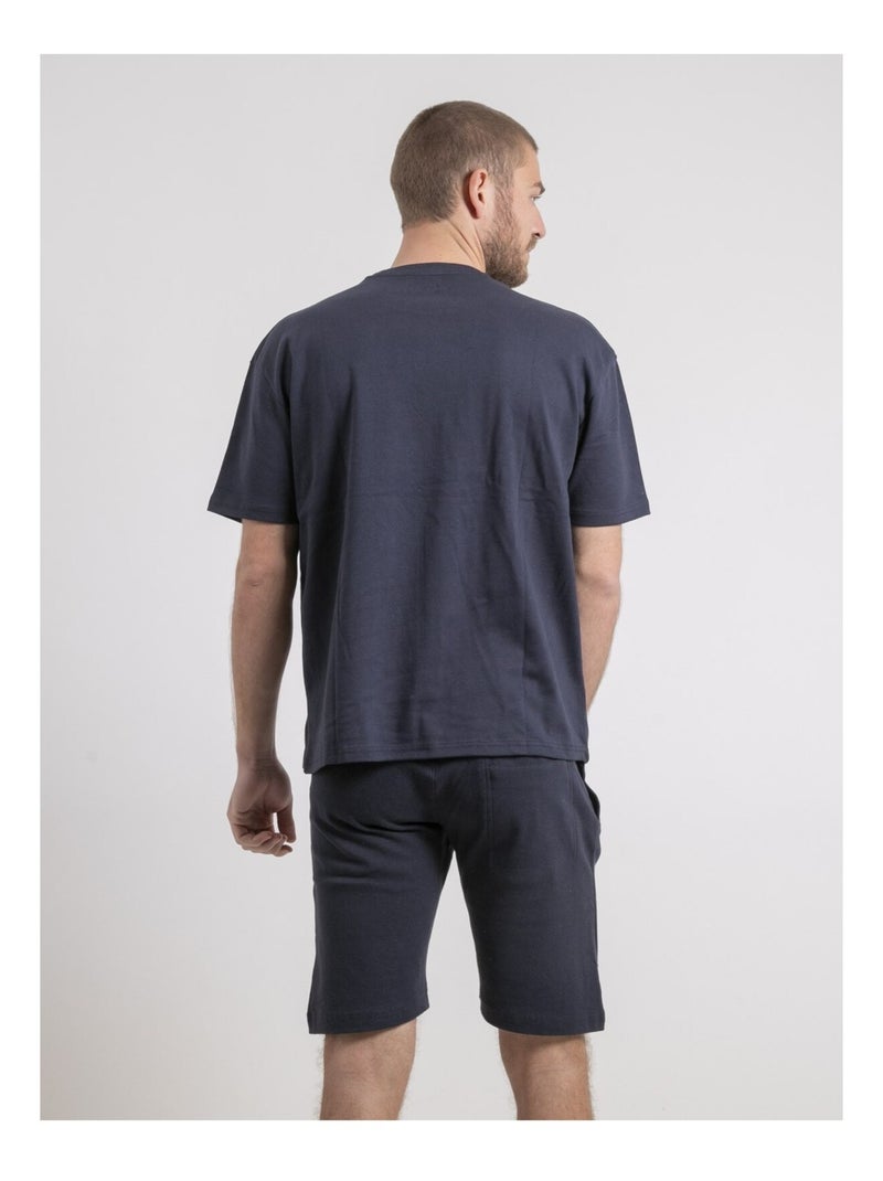 T-shirt girocollo oversize puro cotone NOBUKA Blu marino - Kiabi