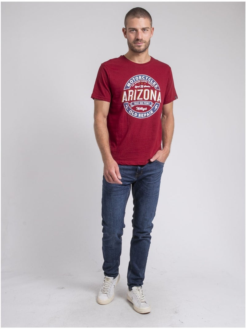 T-shirt girocollo pur coton JABUSTIN Bordeaux - Kiabi